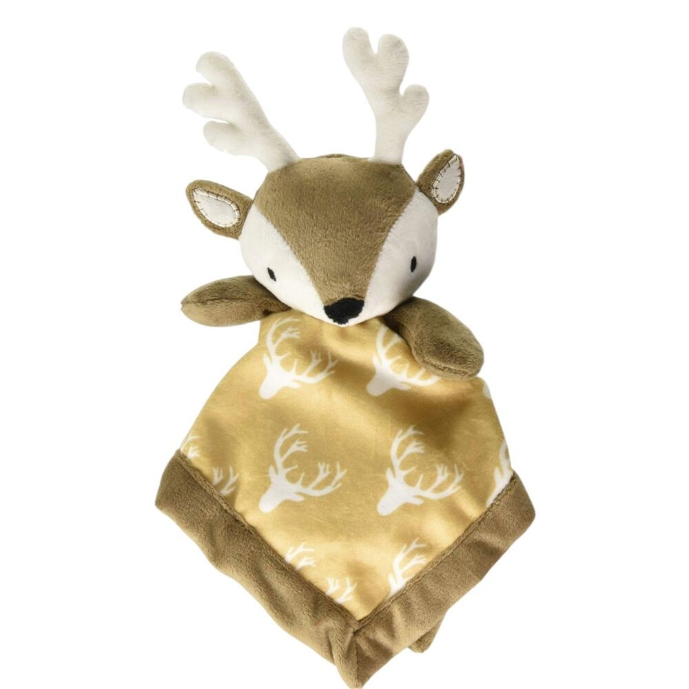 Levtex Baby Lovey Baby Deer Reindeer Security Blanket Brown Tan White NWOT
